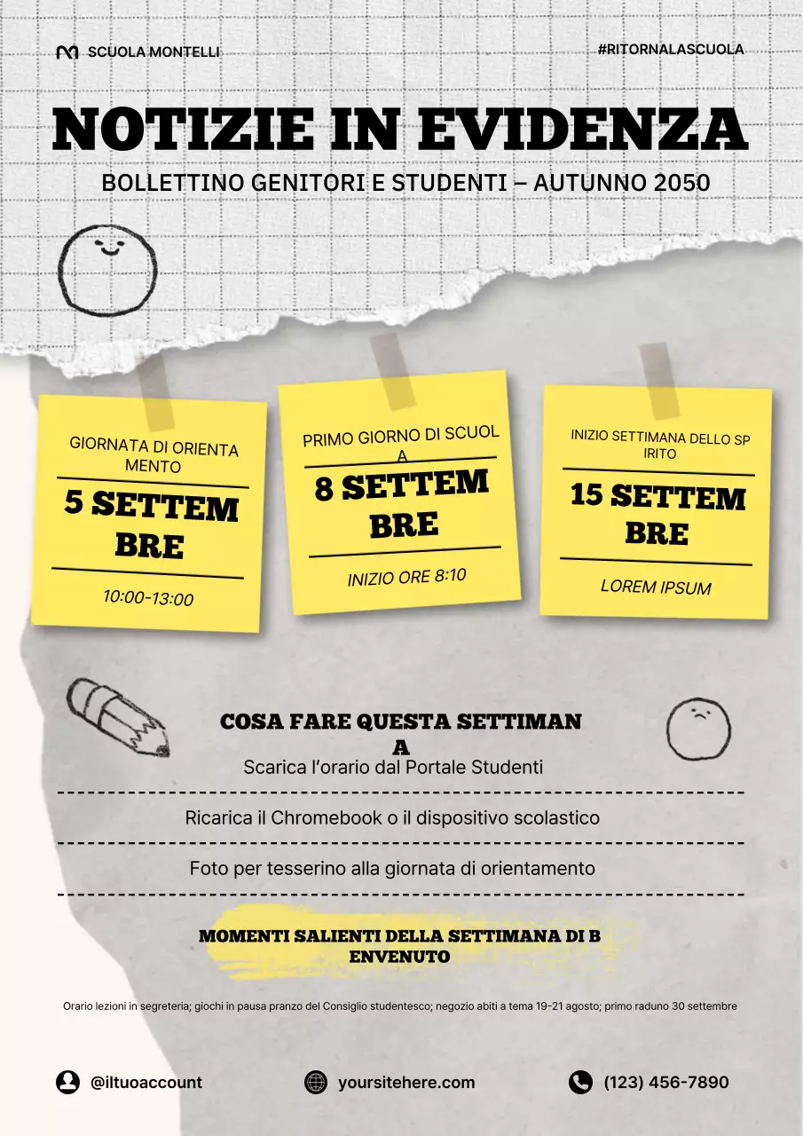Manifesto retrò beige per newsletter scolastica