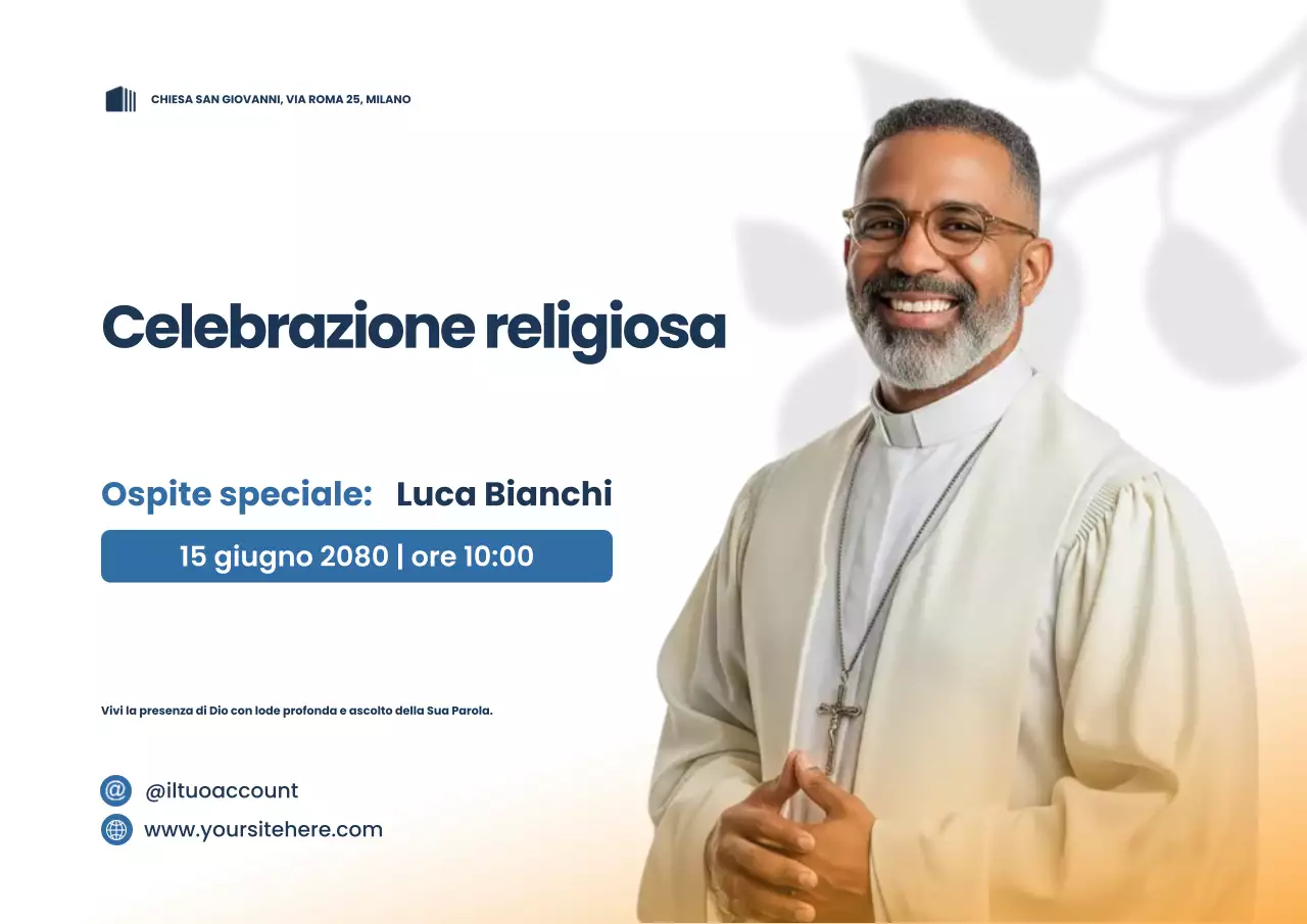 Manifesto di annuncio del culto moderno bianco