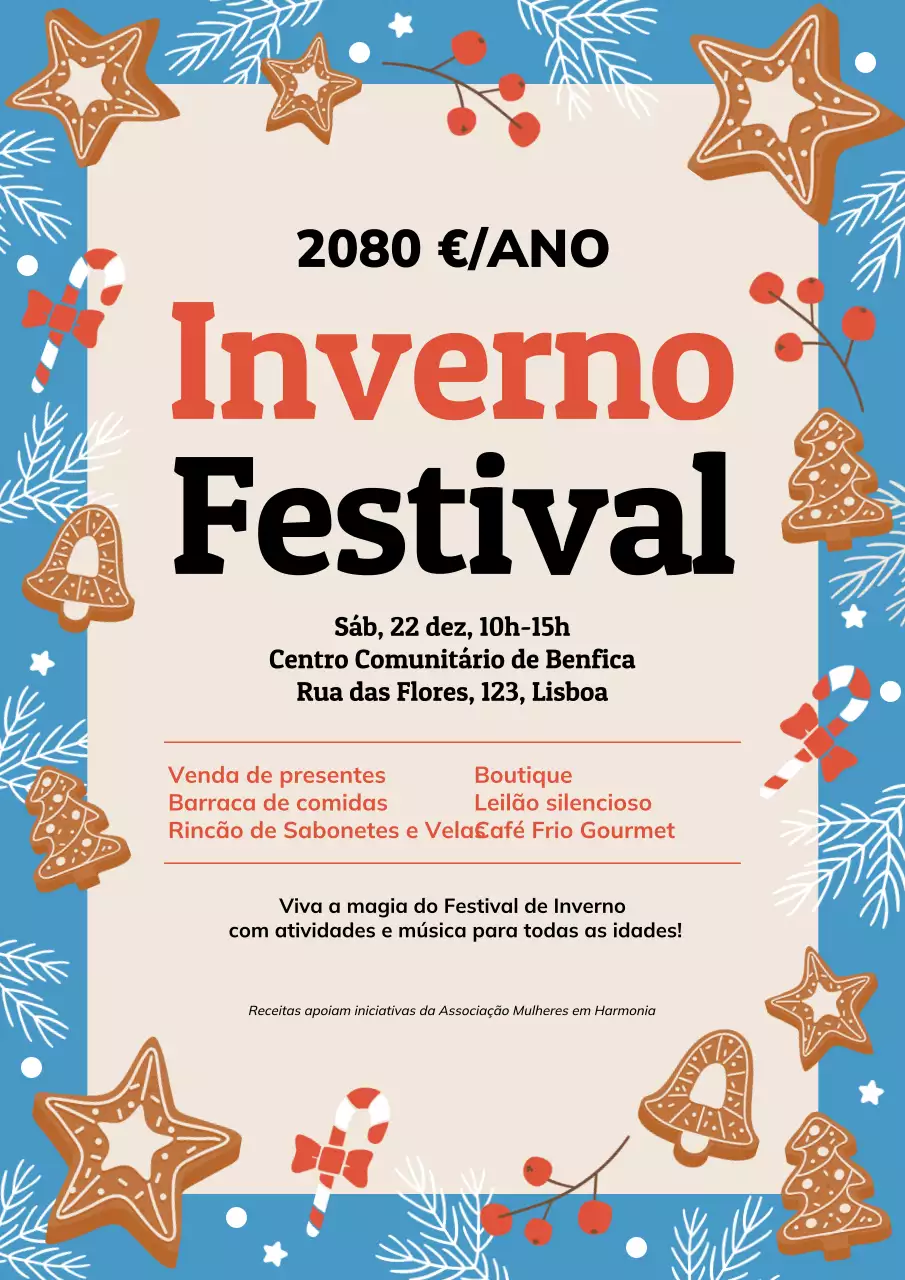 Cartaz de Anúncio Festivo de Inverno Azul