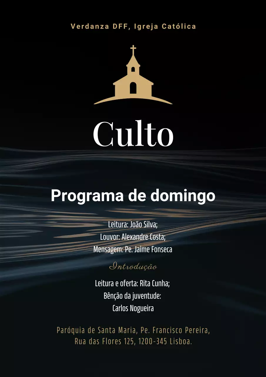 Cartaz de Anúncio de Adoração Elegante em Preto