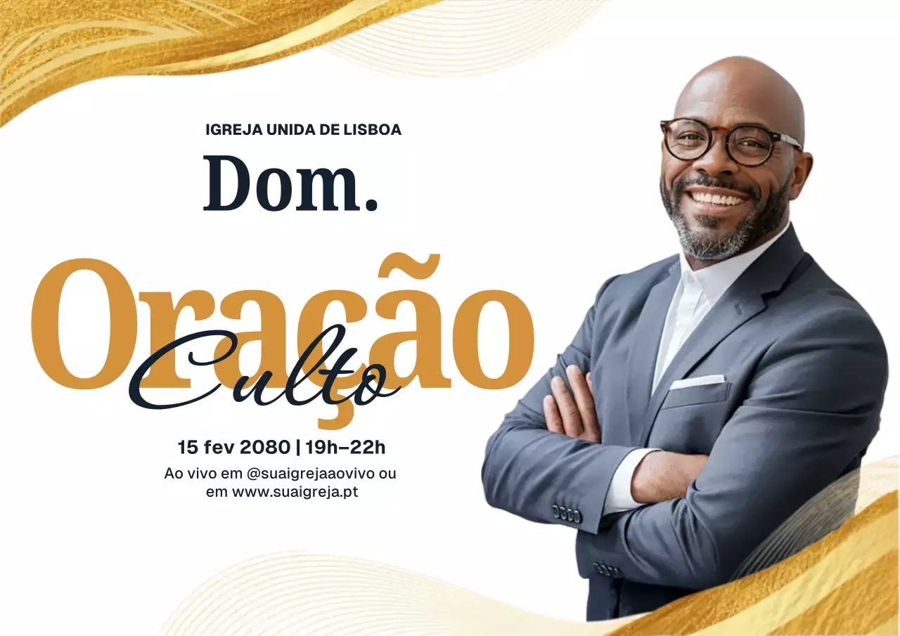 Cartaz de anúncio de oração moderna dourada