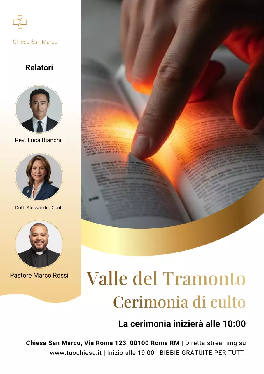 Poster di invito al culto elegante in oro