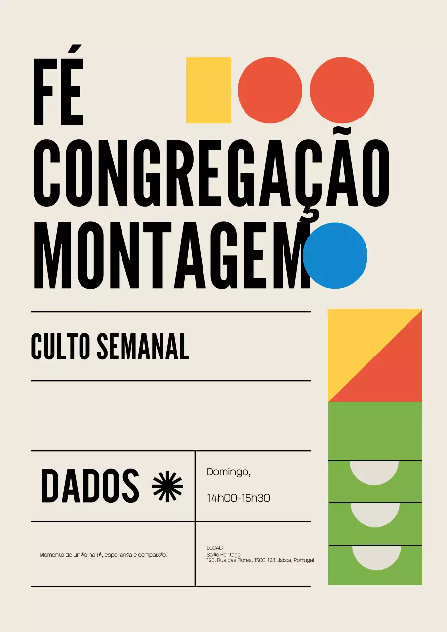 Cartaz de anúncio de fé moderna bege