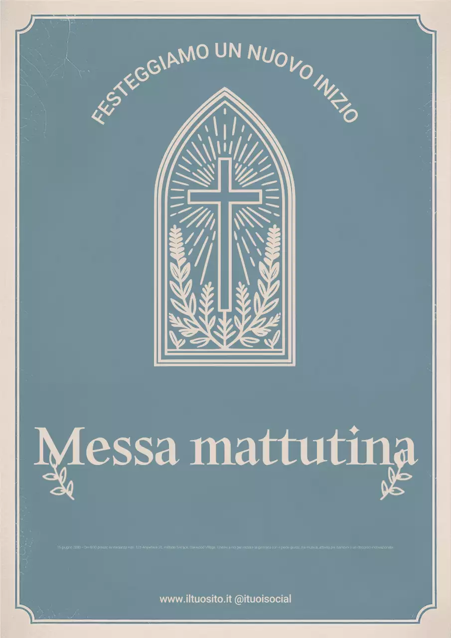 Manifesto blu per l'annuncio dell'evento tradizionale