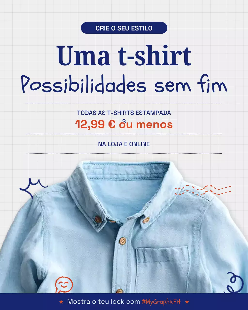 Publicação de moda azul da moda no Instagram