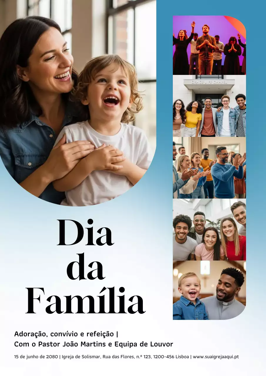 Cartaz de evento familiar moderno azul