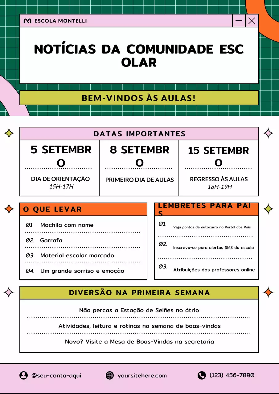 Cartaz de boletim escolar retrô bege