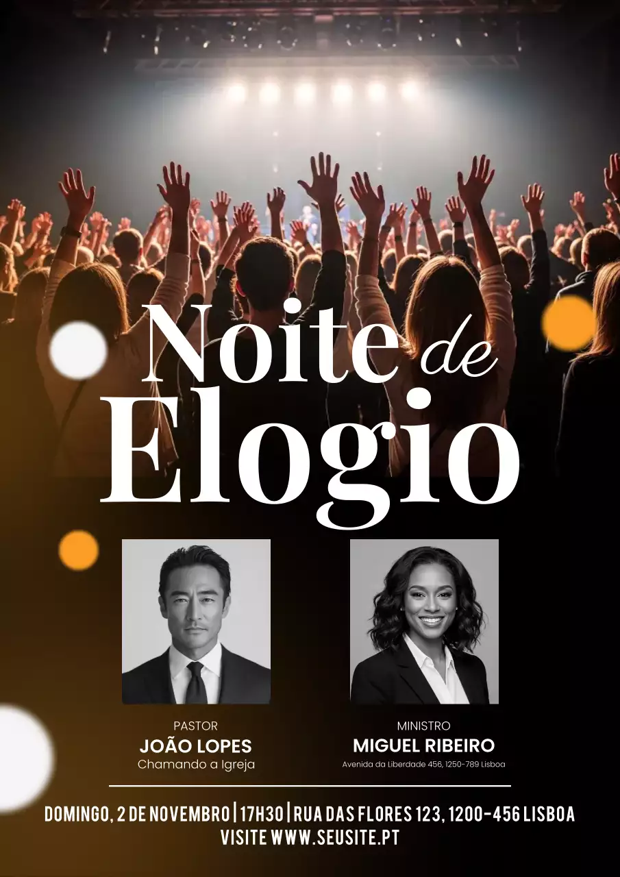 Cartaz promocional para eventos da Igreja Moderna Preta