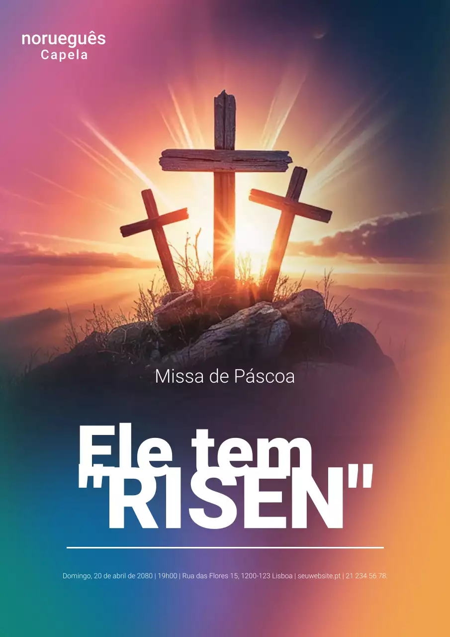 Cartaz colorido de anúncio do evento de Páscoa