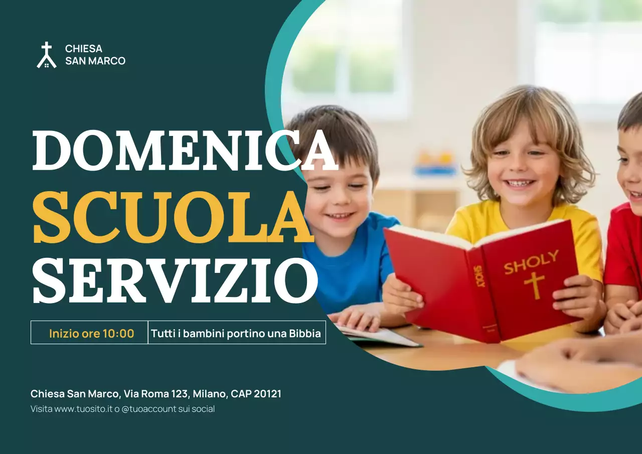 Manifesto pubblicitario della scuola moderna color verde acqua