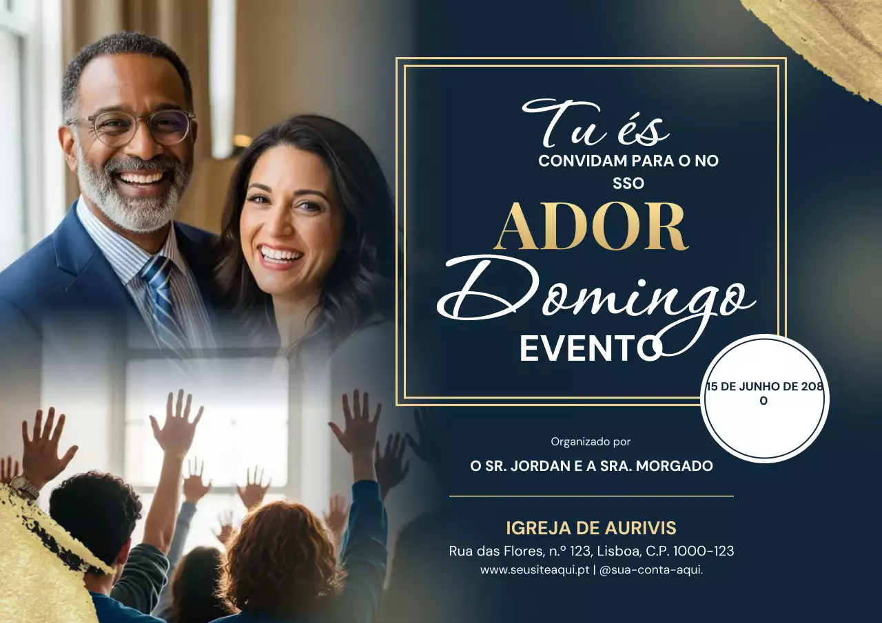 Cartaz de convite elegante para adoração na Marinha