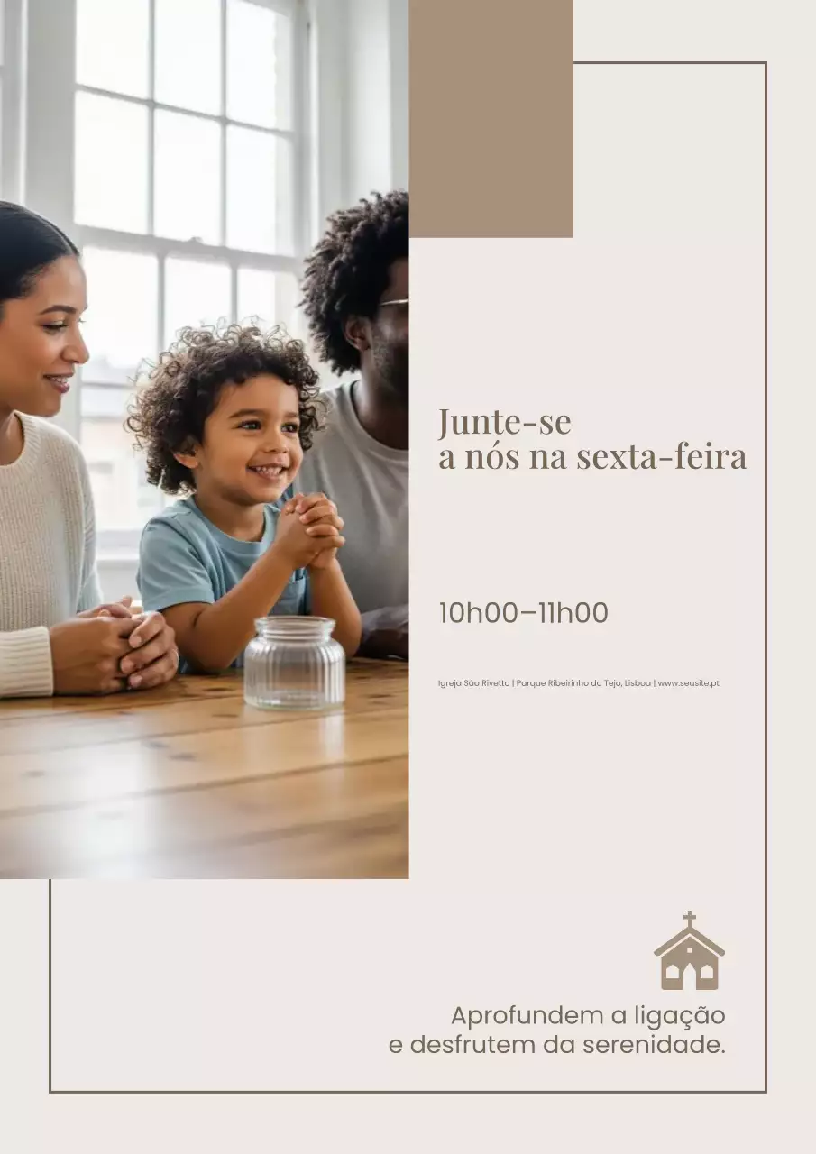 Cartaz de convite para igreja moderna bege