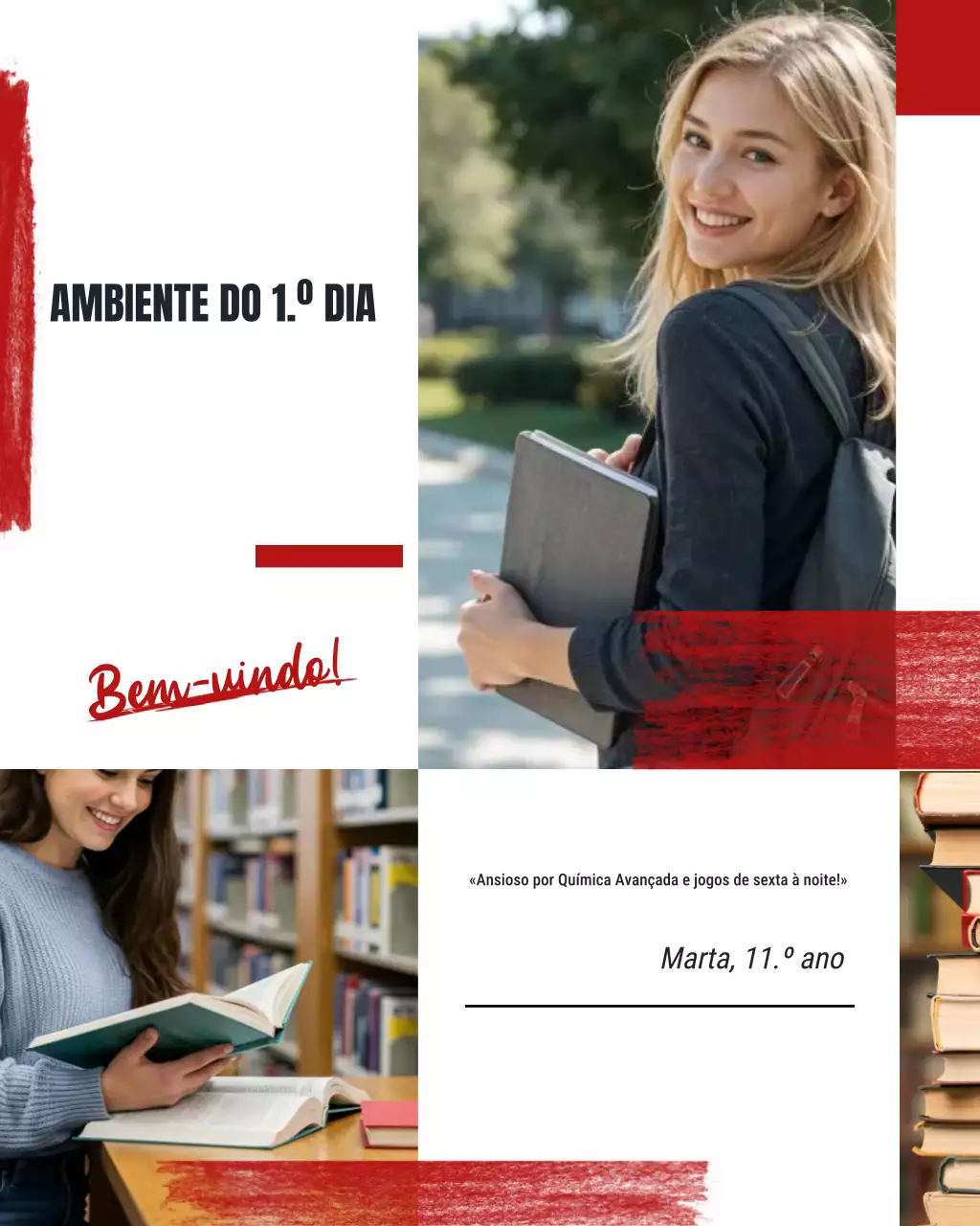 Postagem do Instagram sobre o primeiro dia de aula no ensino médio