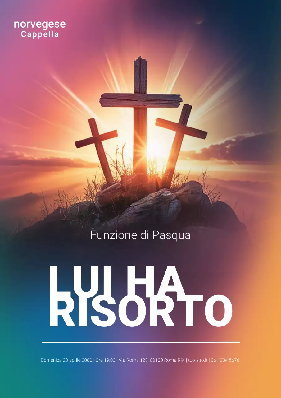 Manifesto colorato per l'annuncio dell'evento pasquale