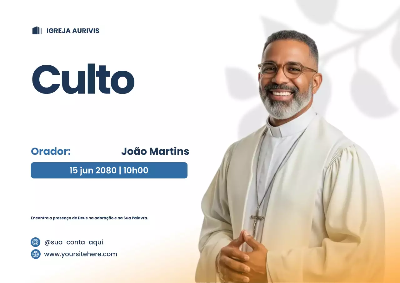 Cartaz de Anúncio de Adoração Moderna Branca
