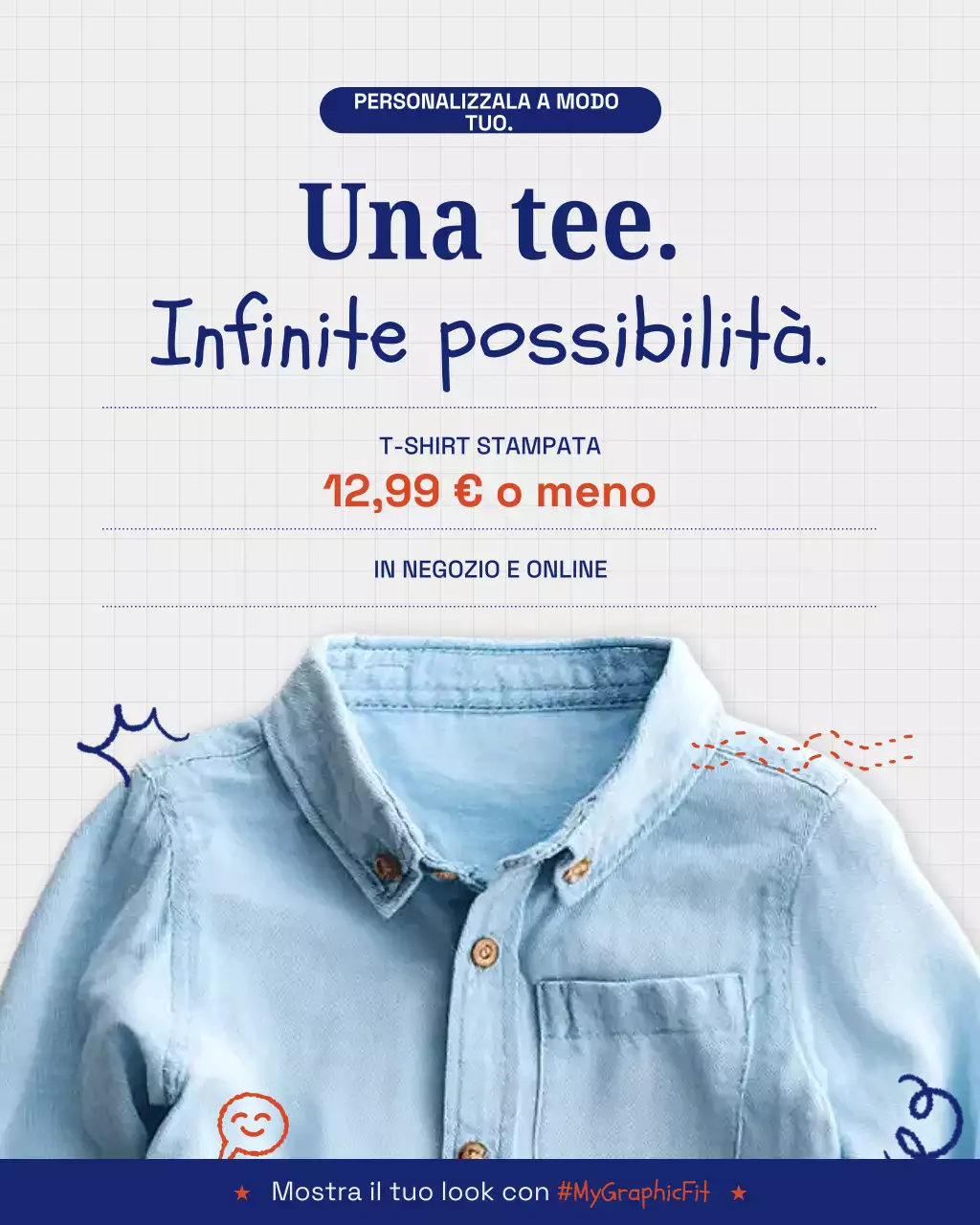 Post Instagram pubblicitario di moda alla moda blu