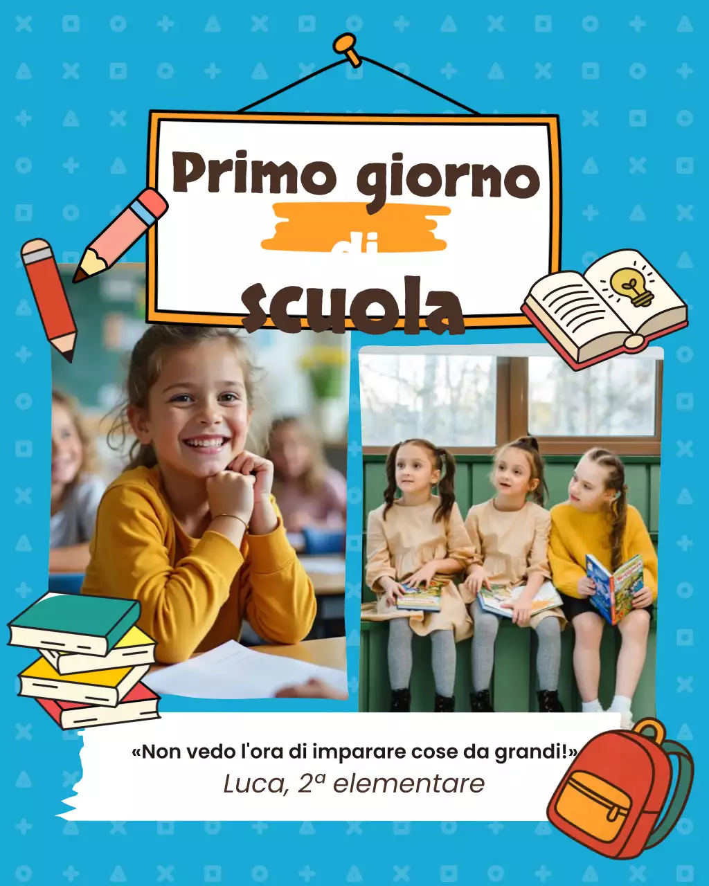 Post Instagram colorato sul primo giorno di scuola