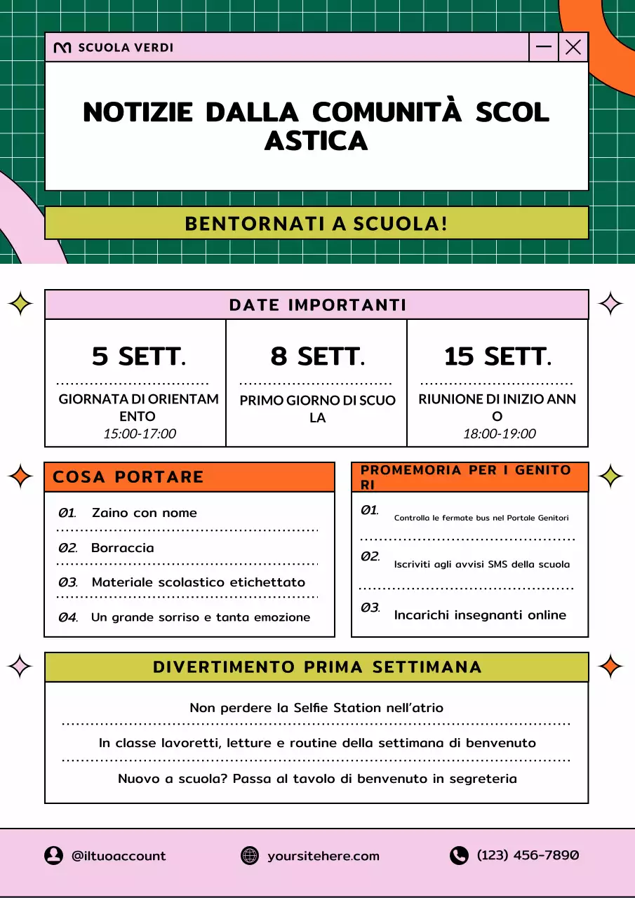 Manifesto retrò beige per newsletter scolastica