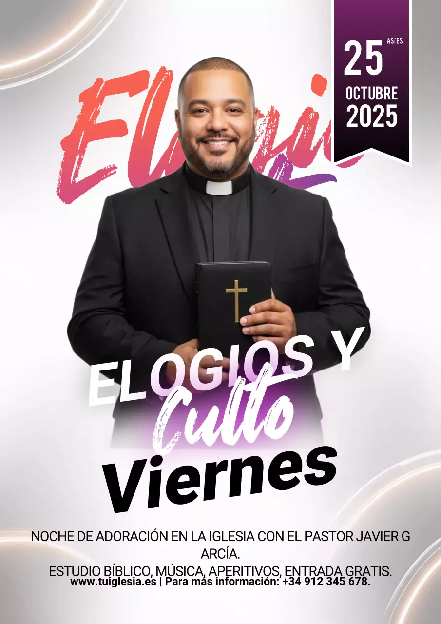 Cartel morado del evento de adoración moderna