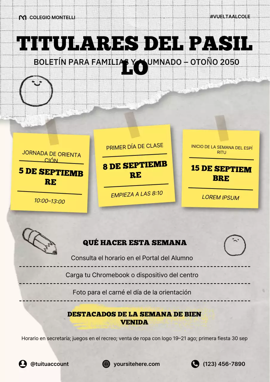 Póster retro beige para boletín escolar