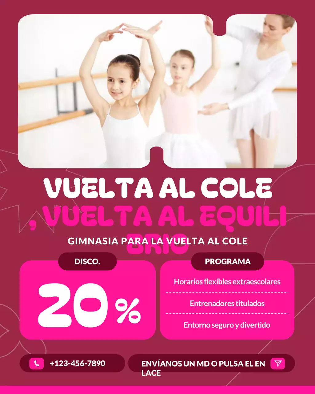 Publicación de Instagram de la promoción de gimnasia moderna azul