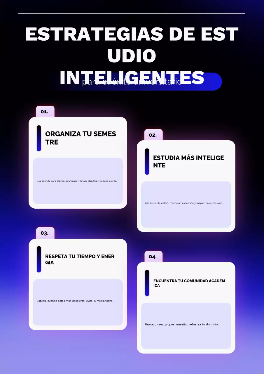 Póster de consejos de estudio modernos y oscuros