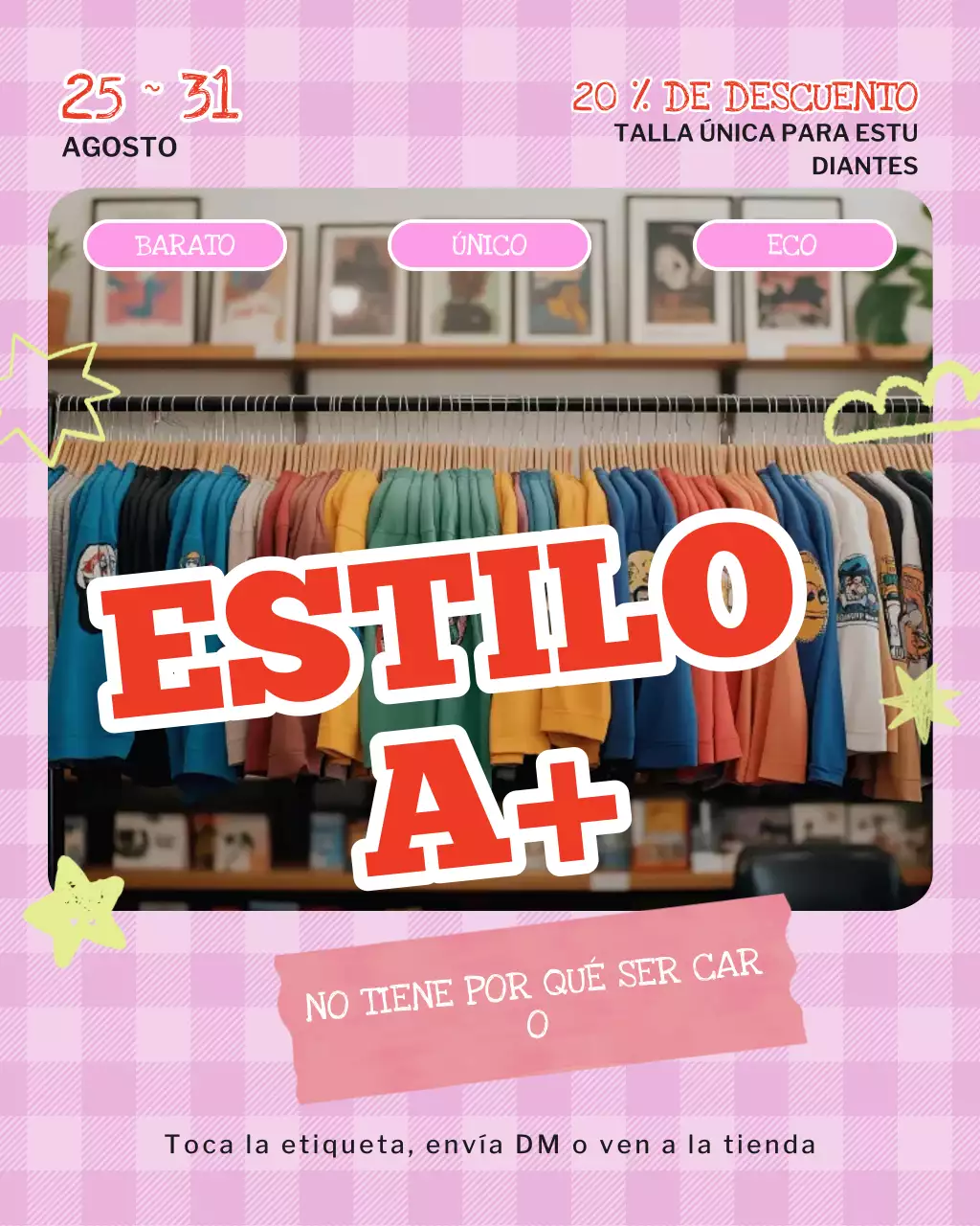 Publicación de Instagram de la venta de segunda mano vintage de moda rosa