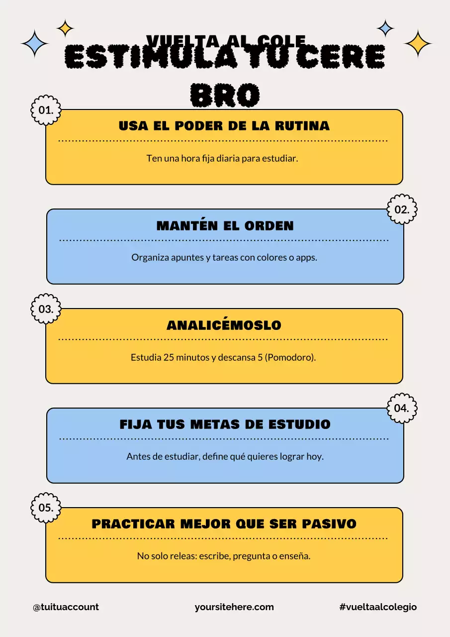 Póster beige con consejos de estudio modernos