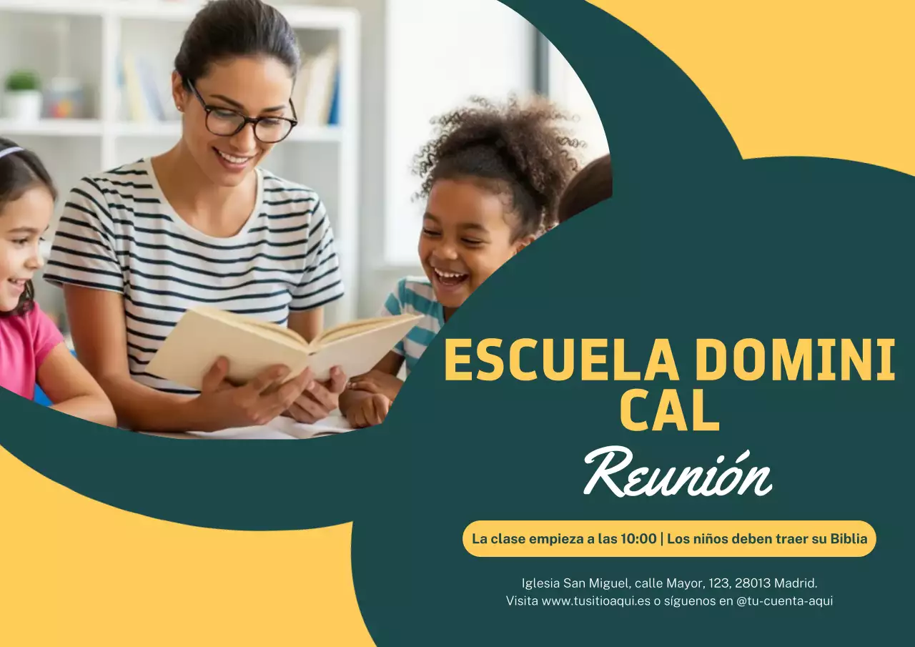 Póster de invitación a la escuela moderna amarilla