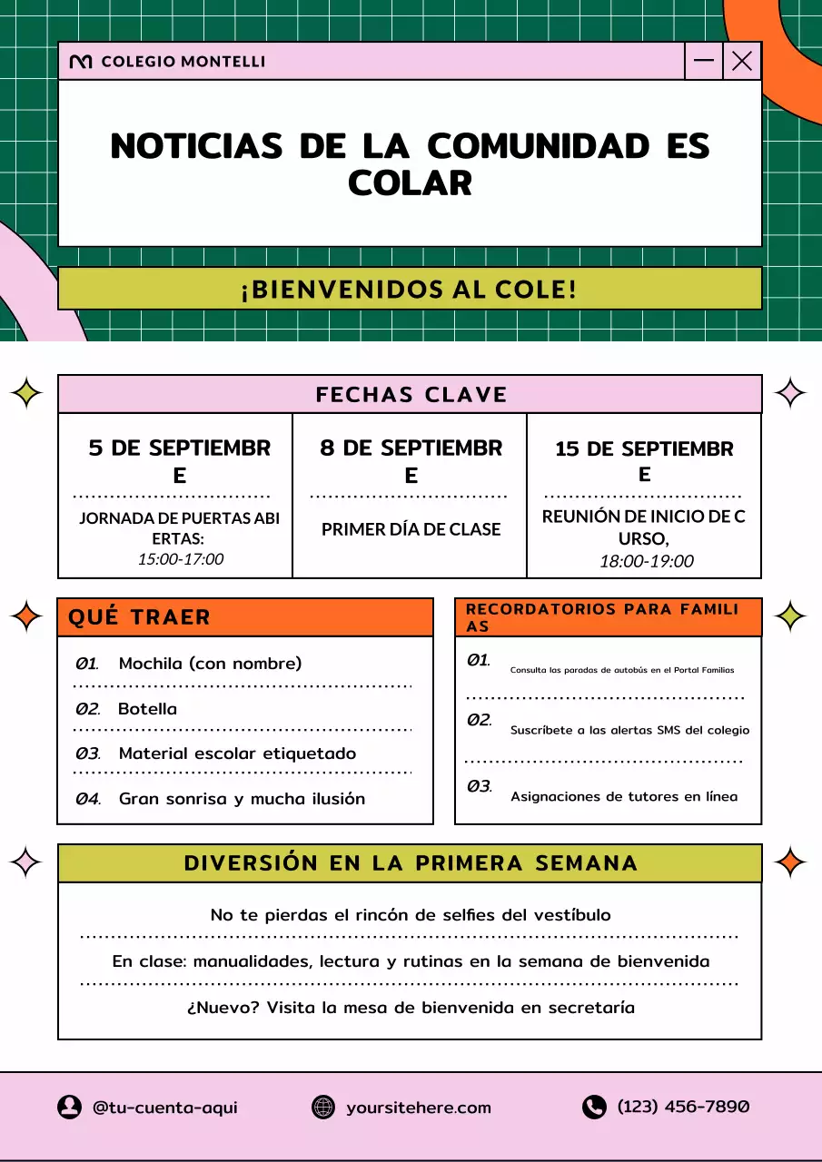 Póster retro beige para boletín escolar