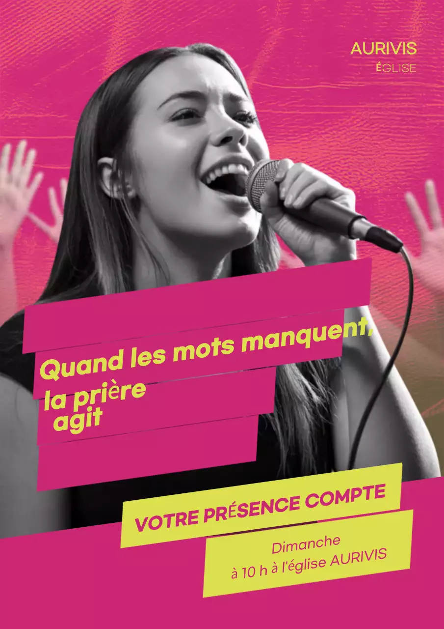 Affiche d'invitation au culte moderne rose