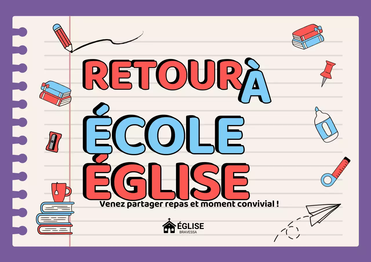 Affiche d'événement scolaire rétro violette