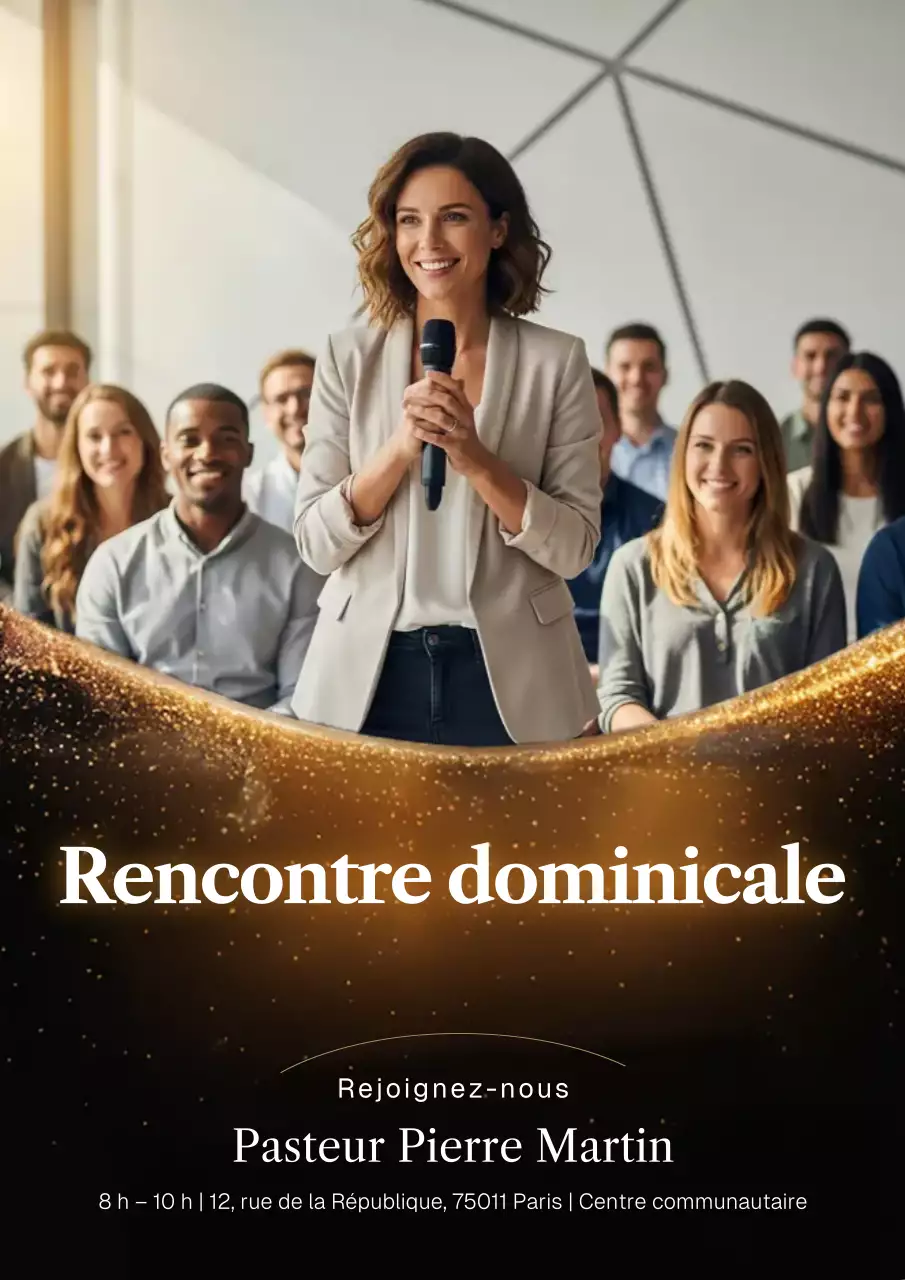 Affiche d'invitation à la communauté de l'Église moderne dorée