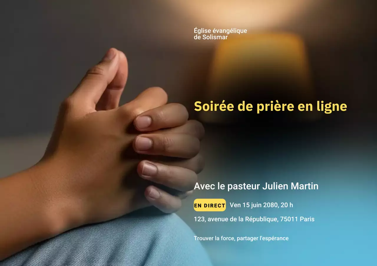 Affiche jaune d'annonce de prière moderne