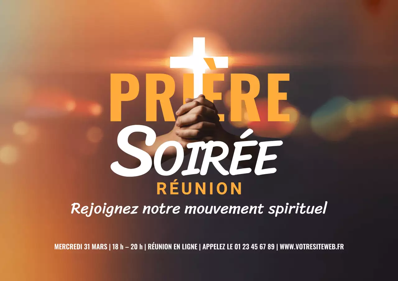 Affiche d'invitation à la prière moderne orange