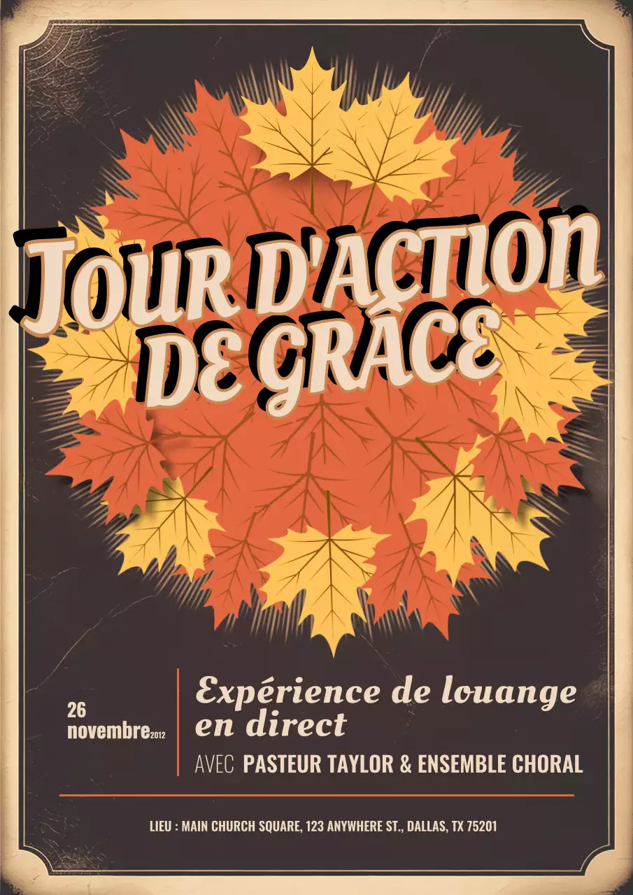 Affiche d'annonce de Thanksgiving d'automne