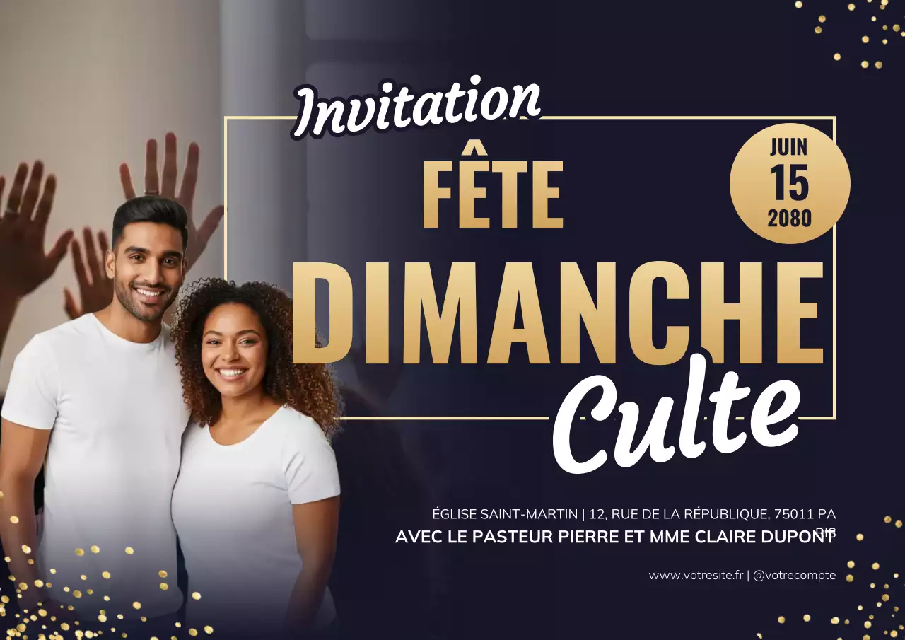 Affiche d'invitation à une église moderne noire