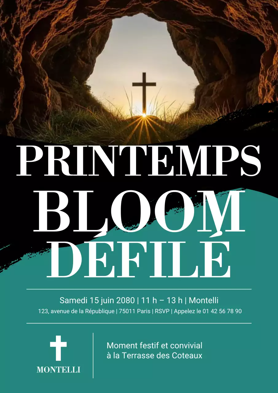 Affiche d'annonce du défilé moderne turquoise