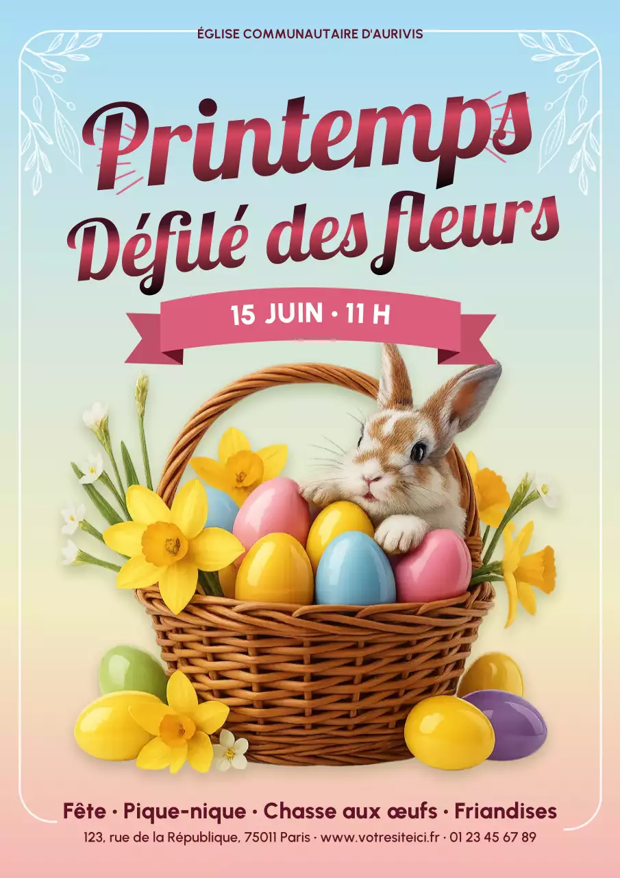 Affiche colorée et rustique pour un événement printanier