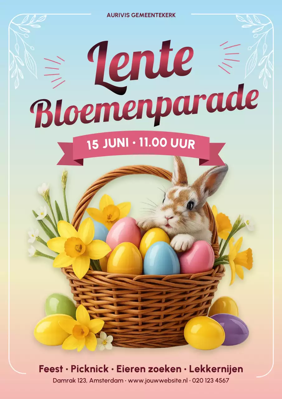 Kleurrijke rustieke lente-evenementposter
