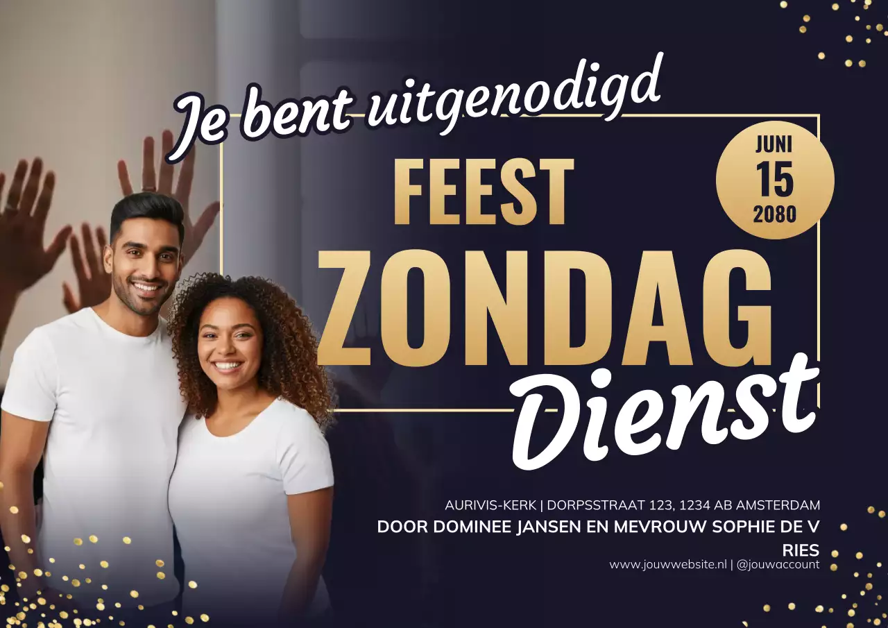 Zwarte moderne kerkuitnodigingsposter