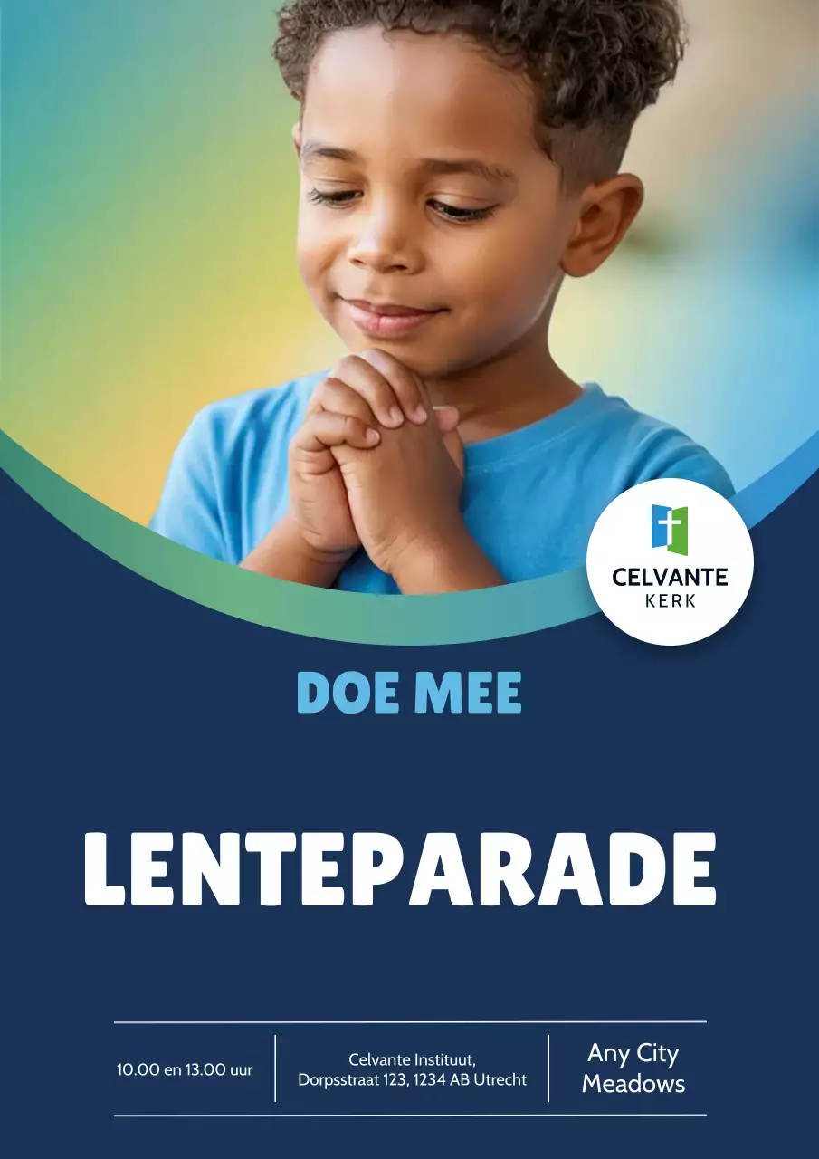 Blauwe moderne parade-uitnodigingsposter