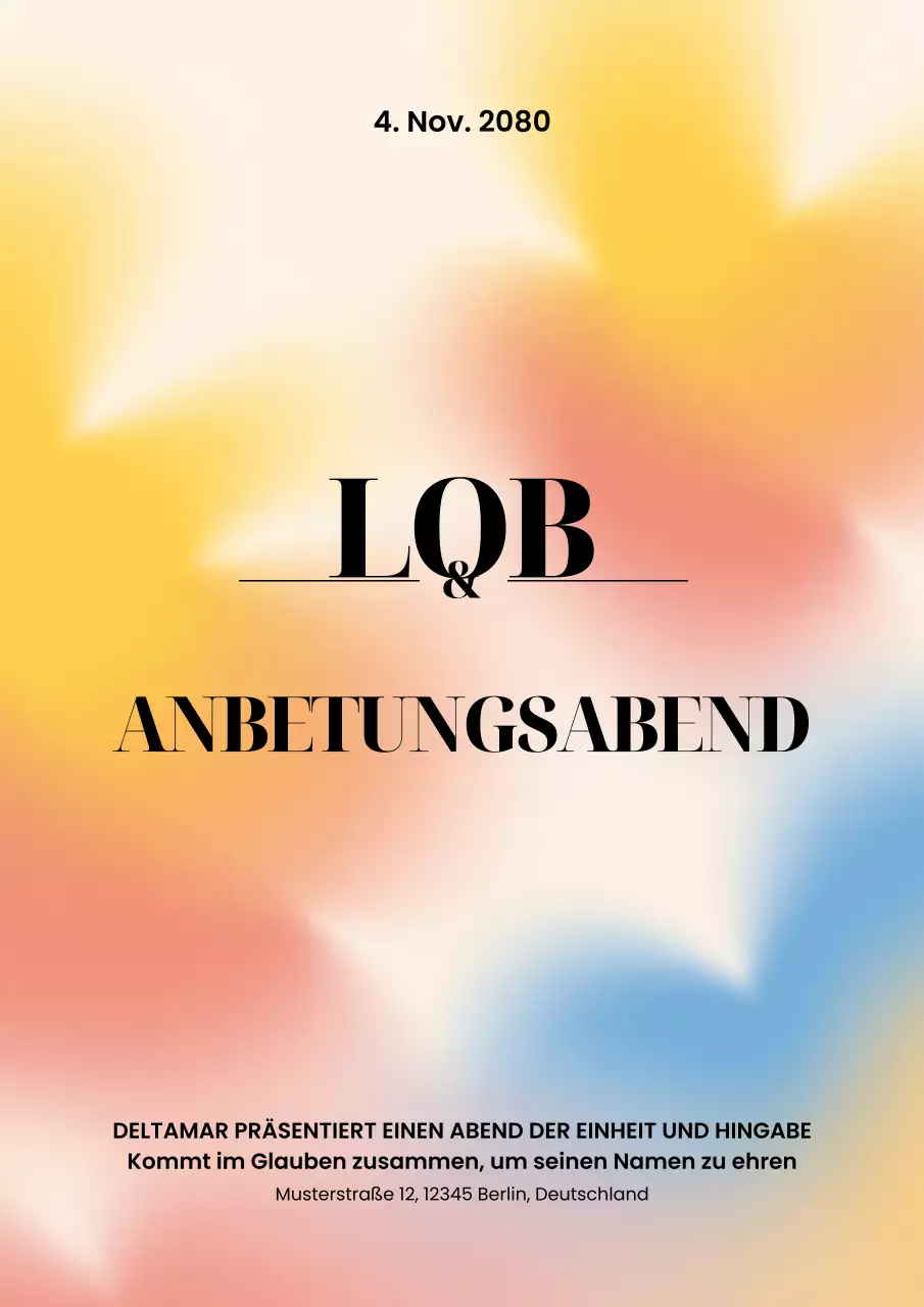 Buntes, einfaches Ankündigungsplakat für Gottesdienste