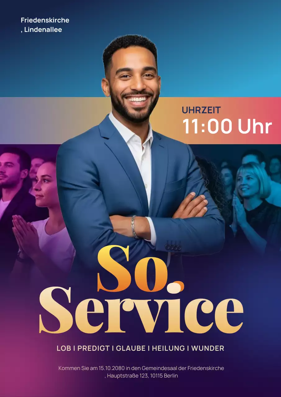 Lila modernes Kirchenankündigungsplakat