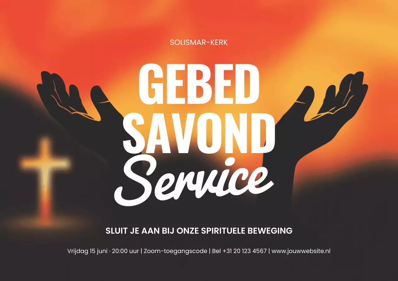 Oranje moderne gebedsaankondigingsposter