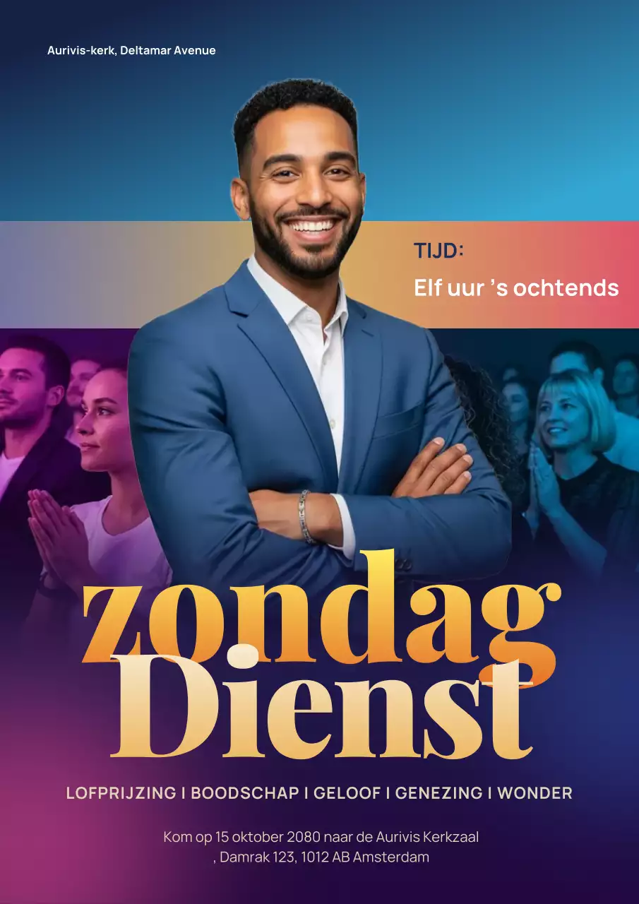 Paarse moderne kerkaankondigingsposter