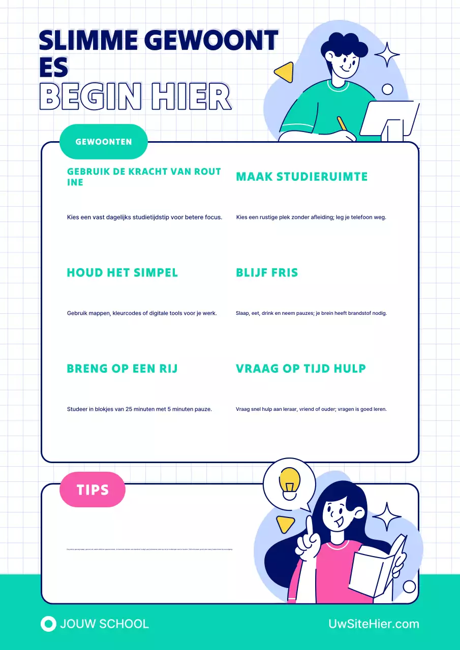 Informatieposter met studietips voor het nieuwe schooljaar