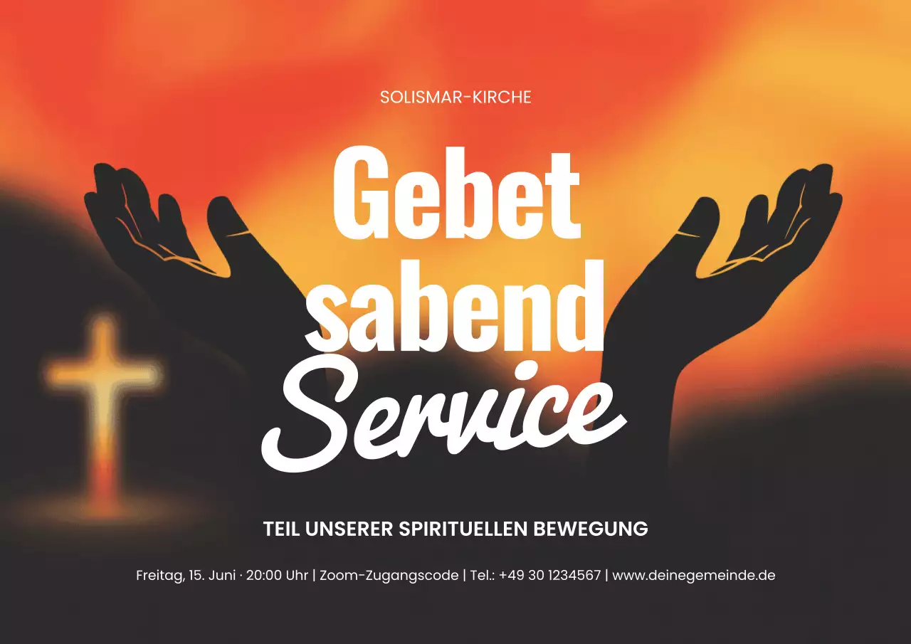 Orange moderne Gebetsankündigung Poster