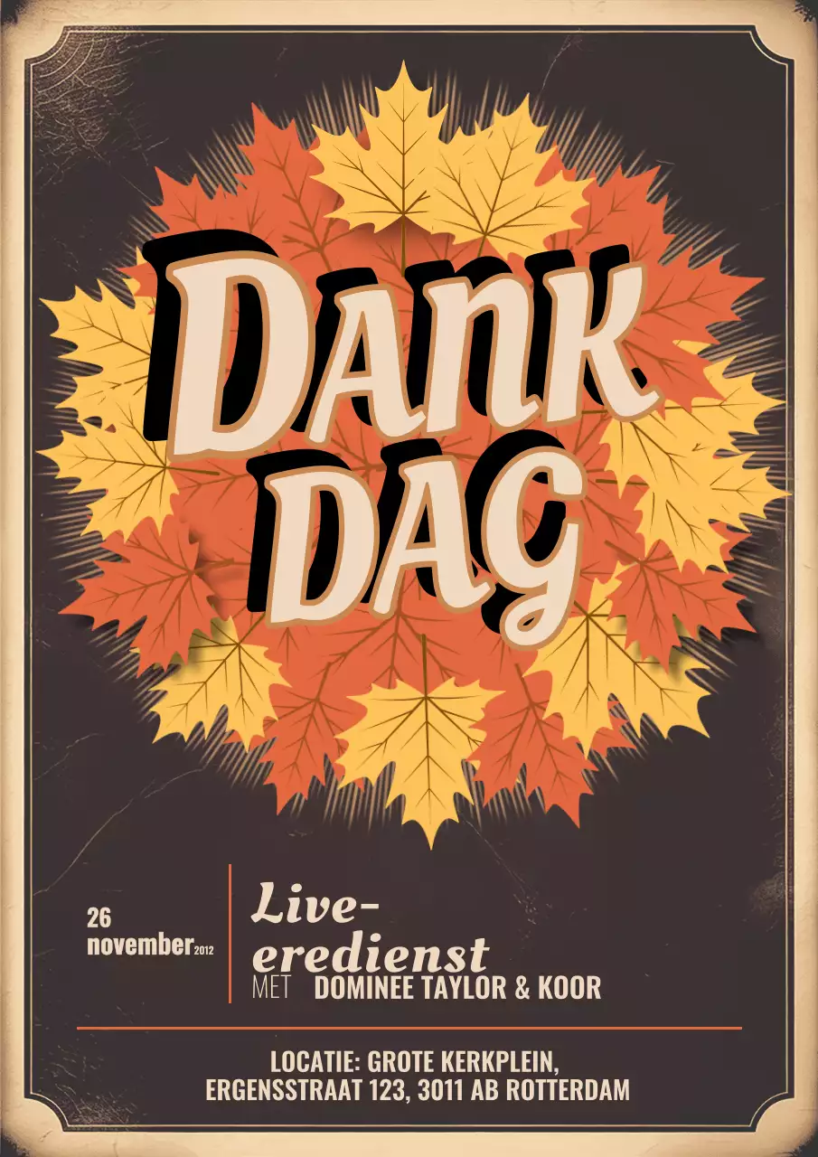 Poster voor de aankondiging van Thanksgiving in de herfst