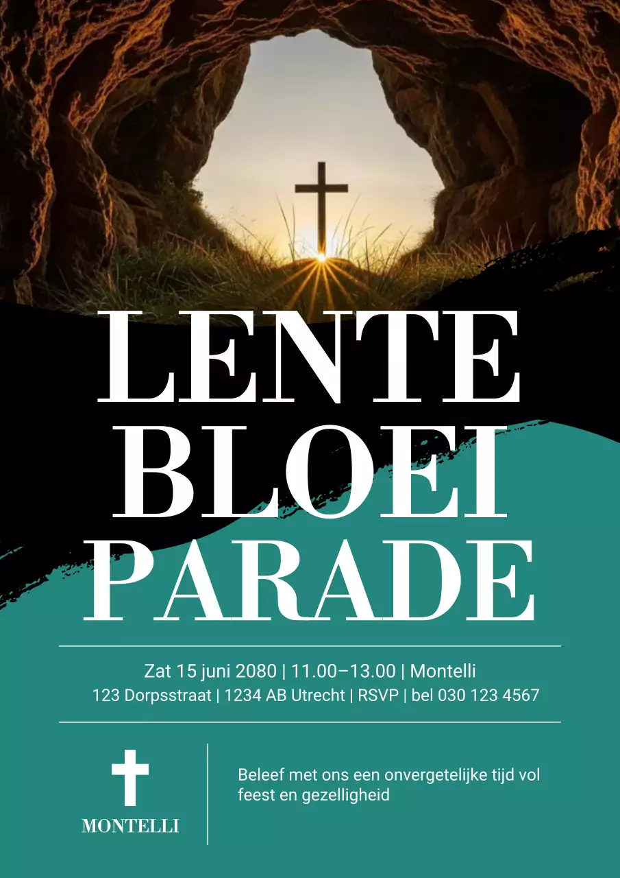 Teal Modern Parade Aankondigingsposter